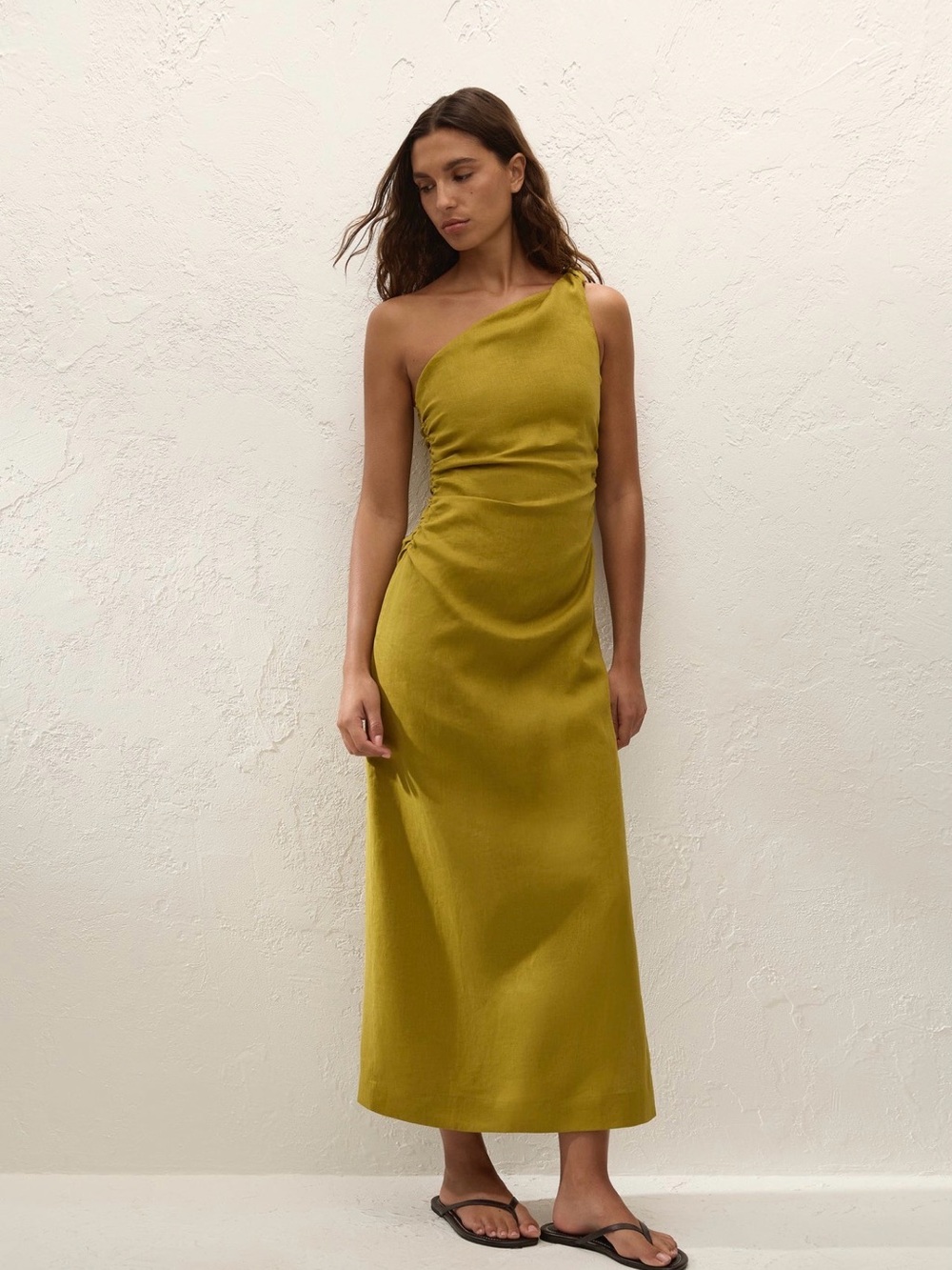Faithfull the Brand One-Shoulder Moss Green Maxi Dress